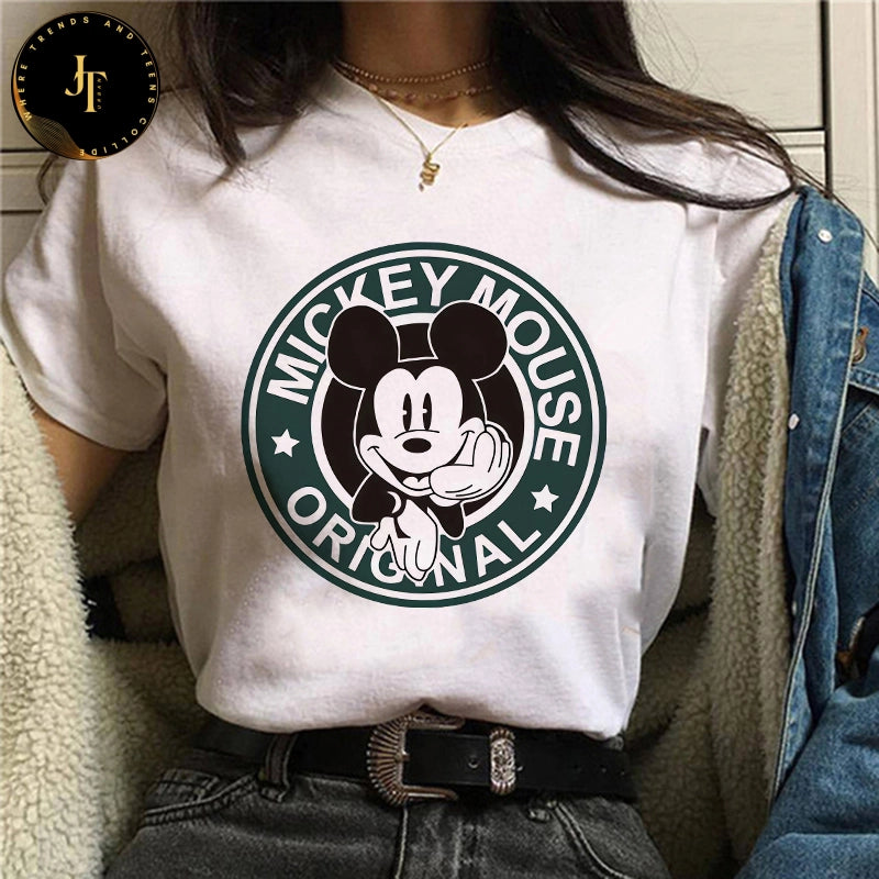 Cute Mickey & Minnie Gothic T-Shirt - Kawaii Disney Women's Fashion