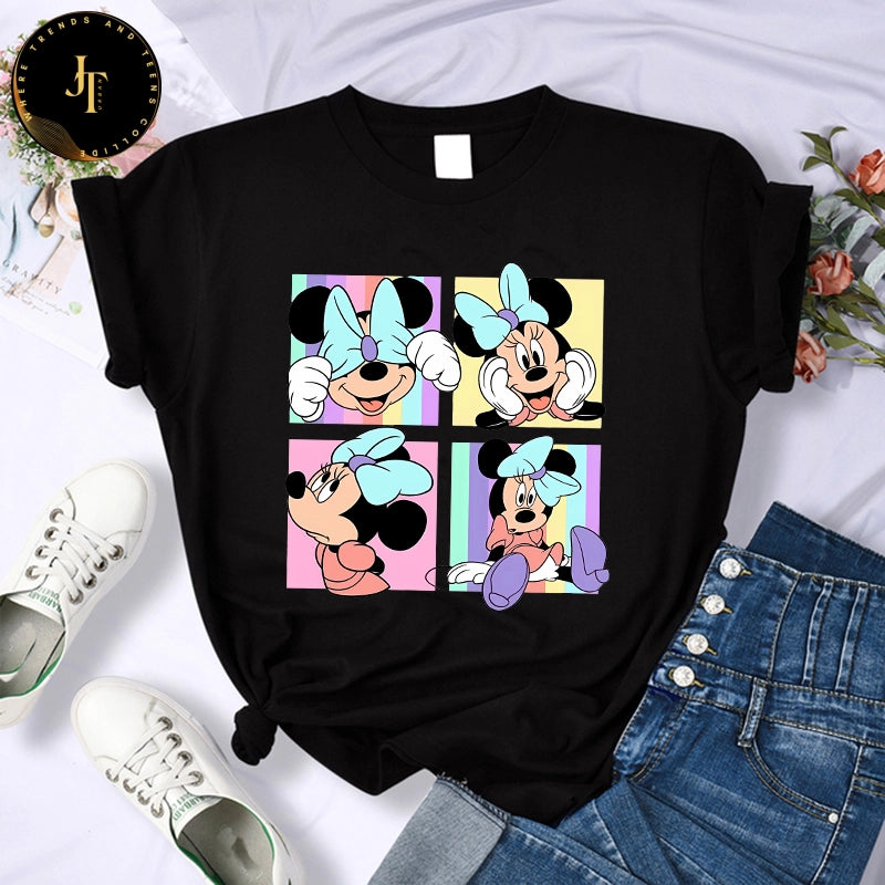 Cute Mickey & Minnie Gothic T-Shirt - Kawaii Disney Women's Fashion