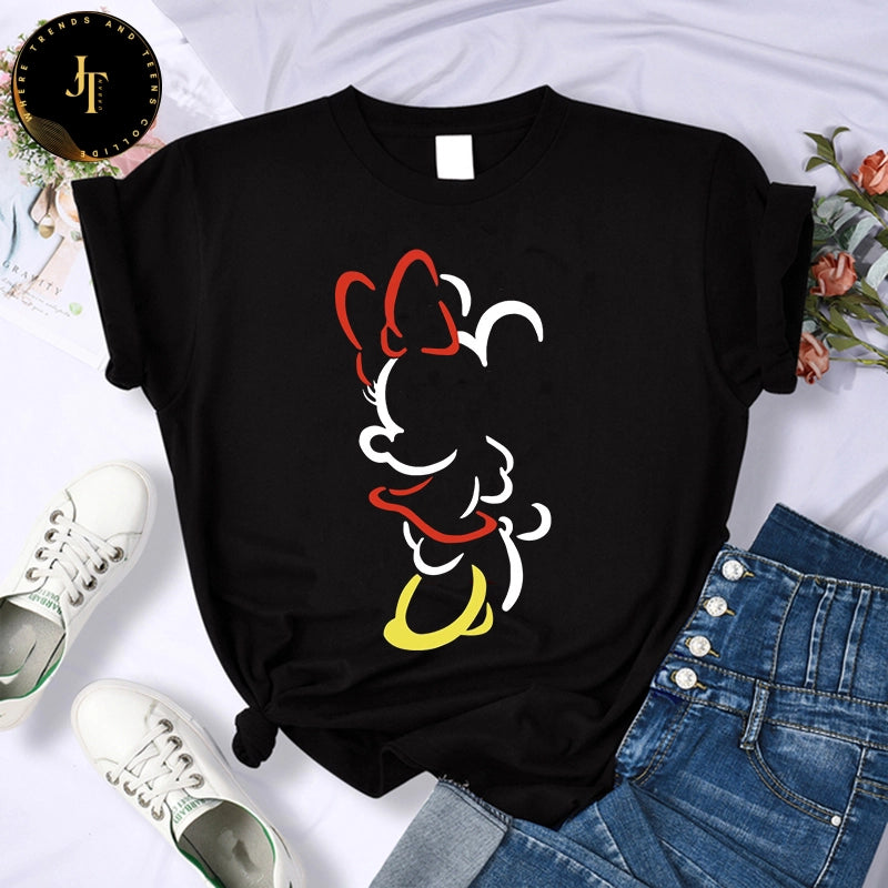 Cute Mickey & Minnie Gothic T-Shirt - Kawaii Disney Women's Fashion