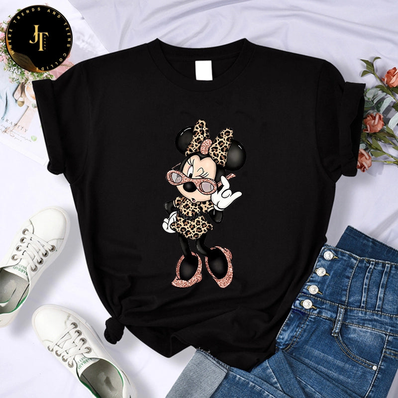 Cute Mickey & Minnie Gothic T-Shirt - Kawaii Disney Women's Fashion