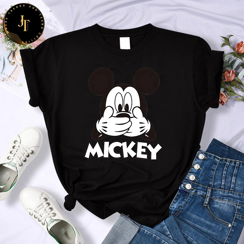 Cute Mickey & Minnie Gothic T-Shirt - Kawaii Disney Women's Fashion