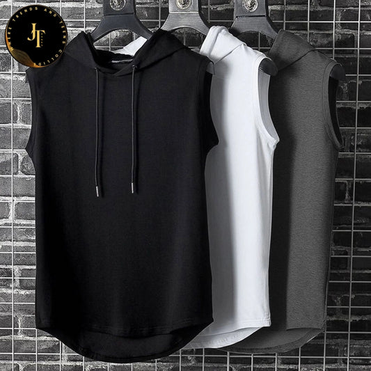 Summer Men's Workout Tank Tops - Hoodie Vest for Fitness, Hip Hop Style
