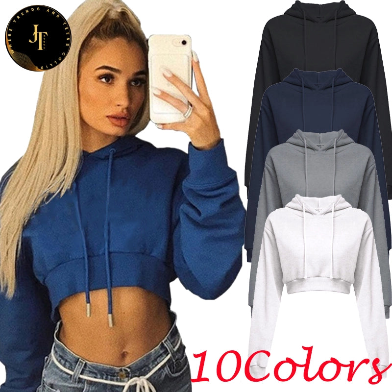 Sexy Crop Sweater Hoodie for Women