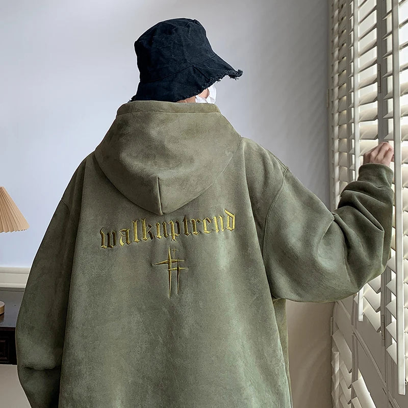 Vintage Suede Hooded Streetwear - Unisex Y2K Premium Quality Hoodie