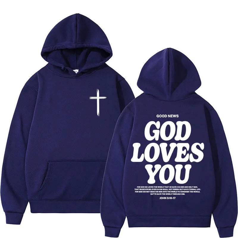 Harajuku Aesthetic Christian Jesus Hoodie Bible Verse God Loves You