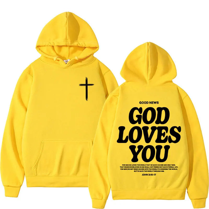 Harajuku Aesthetic Christian Jesus Hoodie Bible Verse God Loves You