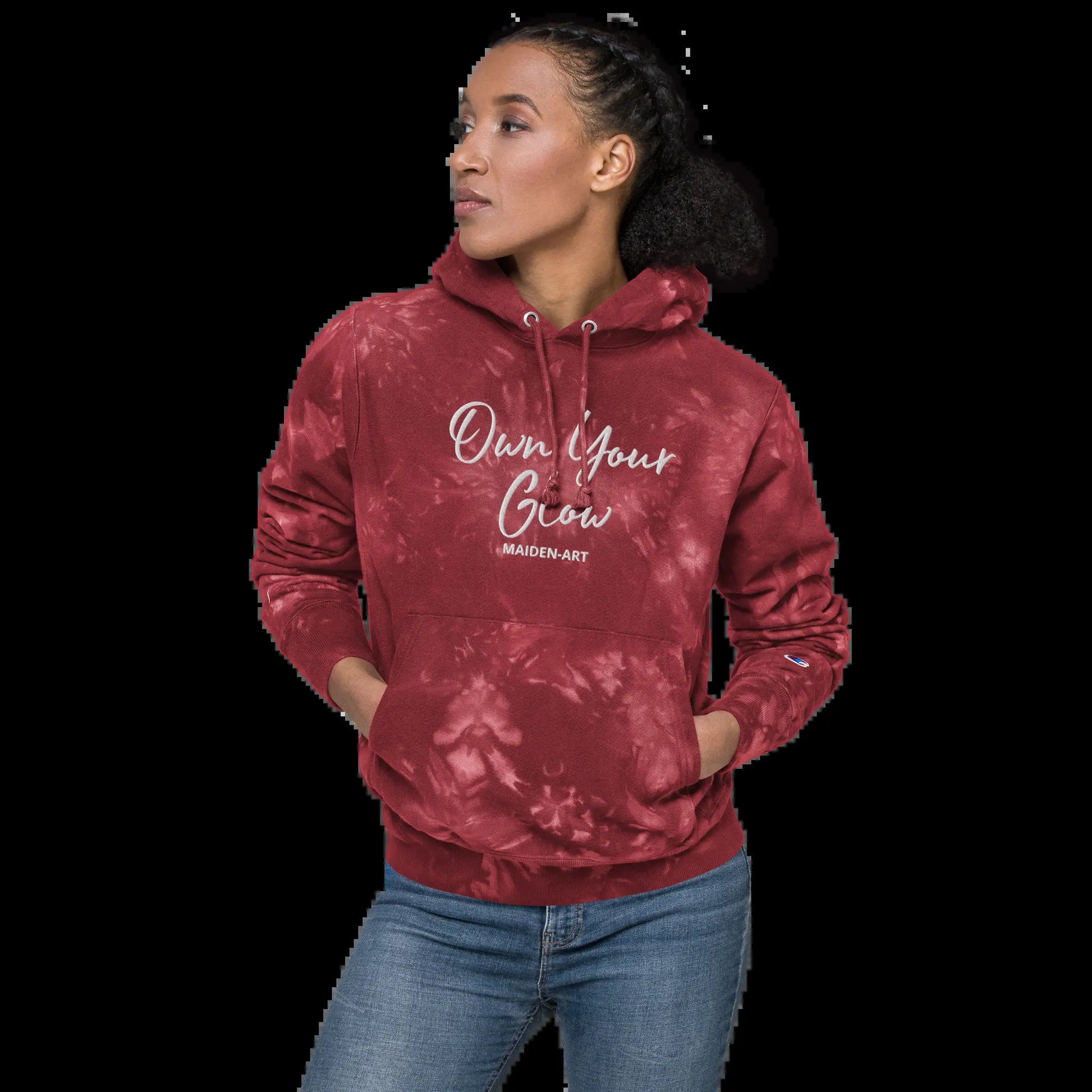 Unisex Champion Tie-Dye Hoodie | Embroidered Own Your Glow