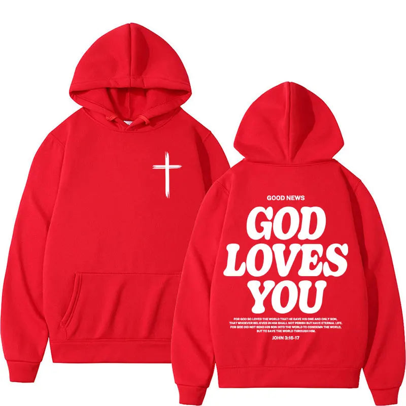 Harajuku Aesthetic Christian Jesus Hoodie Bible Verse God Loves You