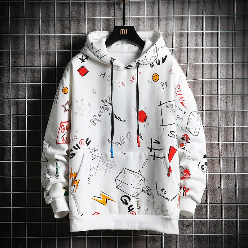 Winter Velvet Anime Hoodie for Men - Streetwear Harajuku Sweatshirt