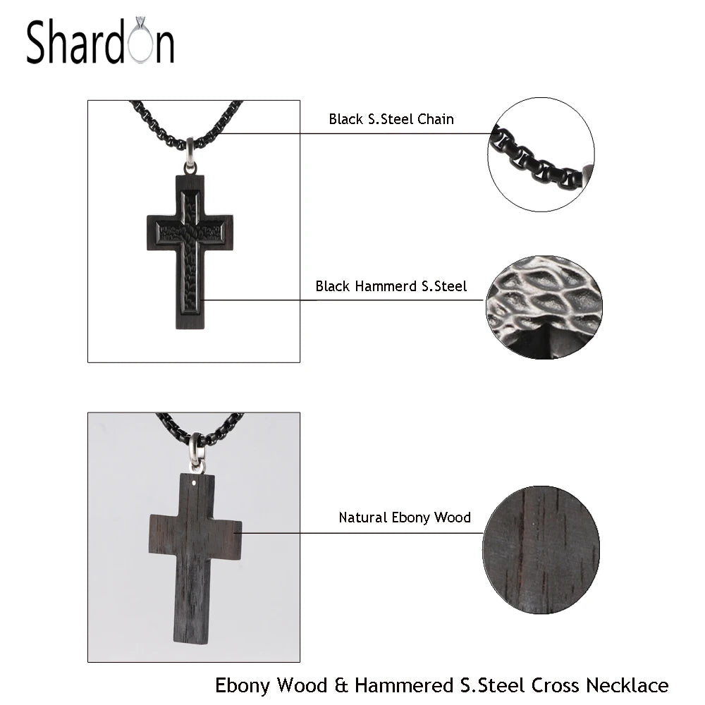 Stylish Ebony Wood Cross Necklace - Durable & Versatile