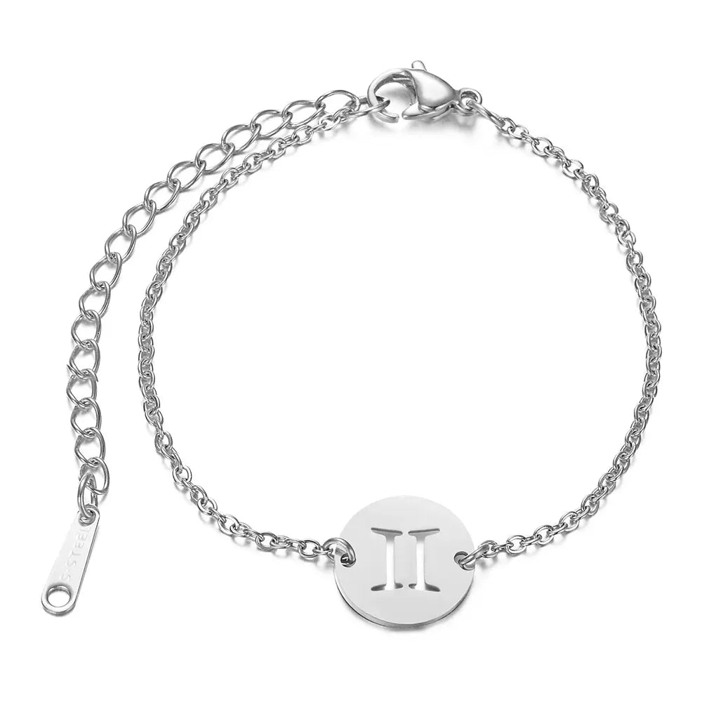 Stainless Steel Zodiac Bracelet for Women - High Quality Gift with 12 Constellations