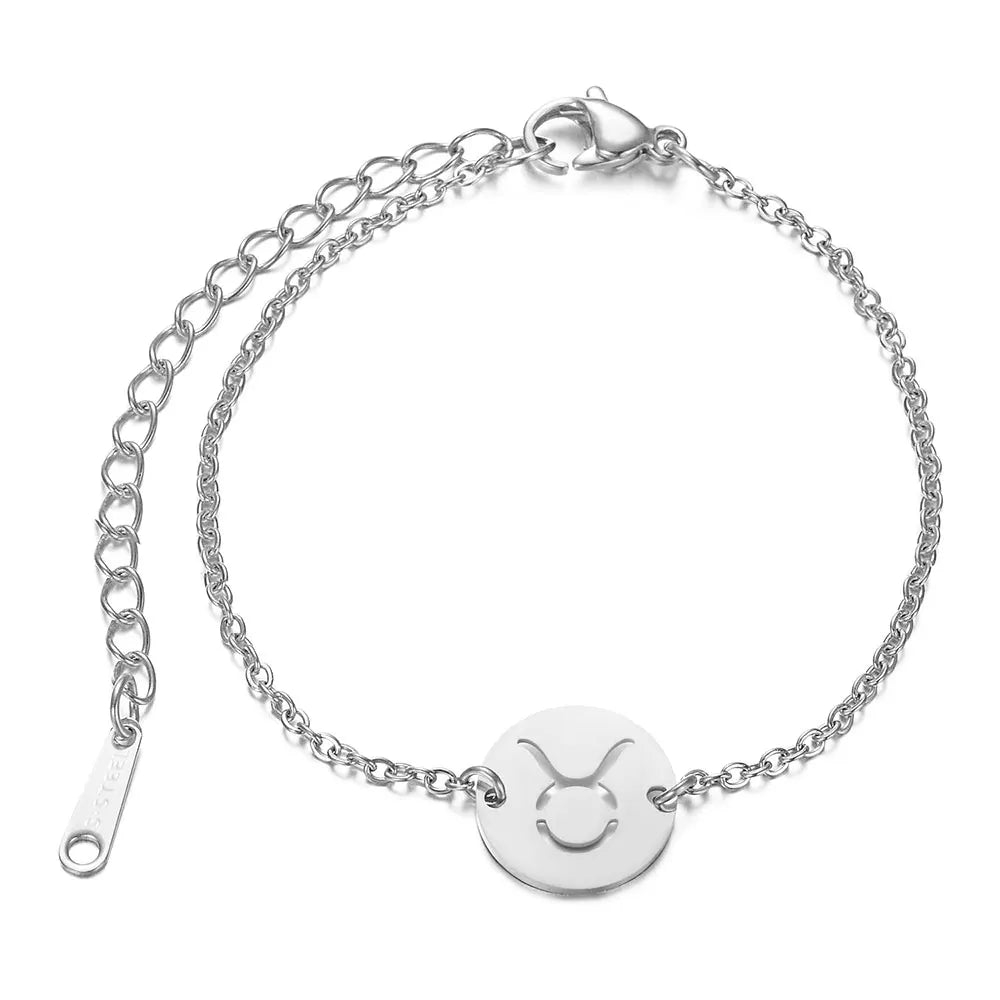 Stainless Steel Zodiac Bracelet for Women - High Quality Gift with 12 Constellations