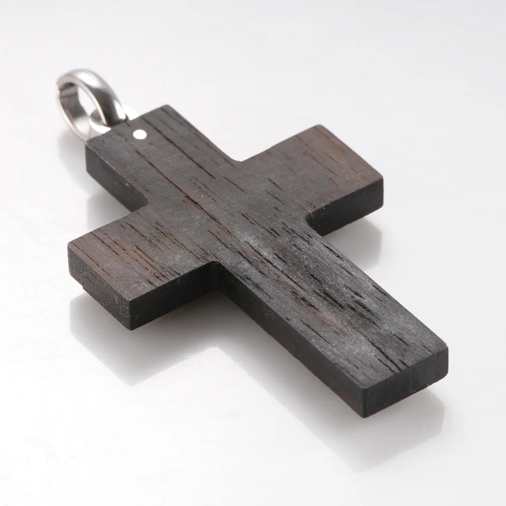 Stylish Ebony Wood Cross Necklace - Durable & Versatile