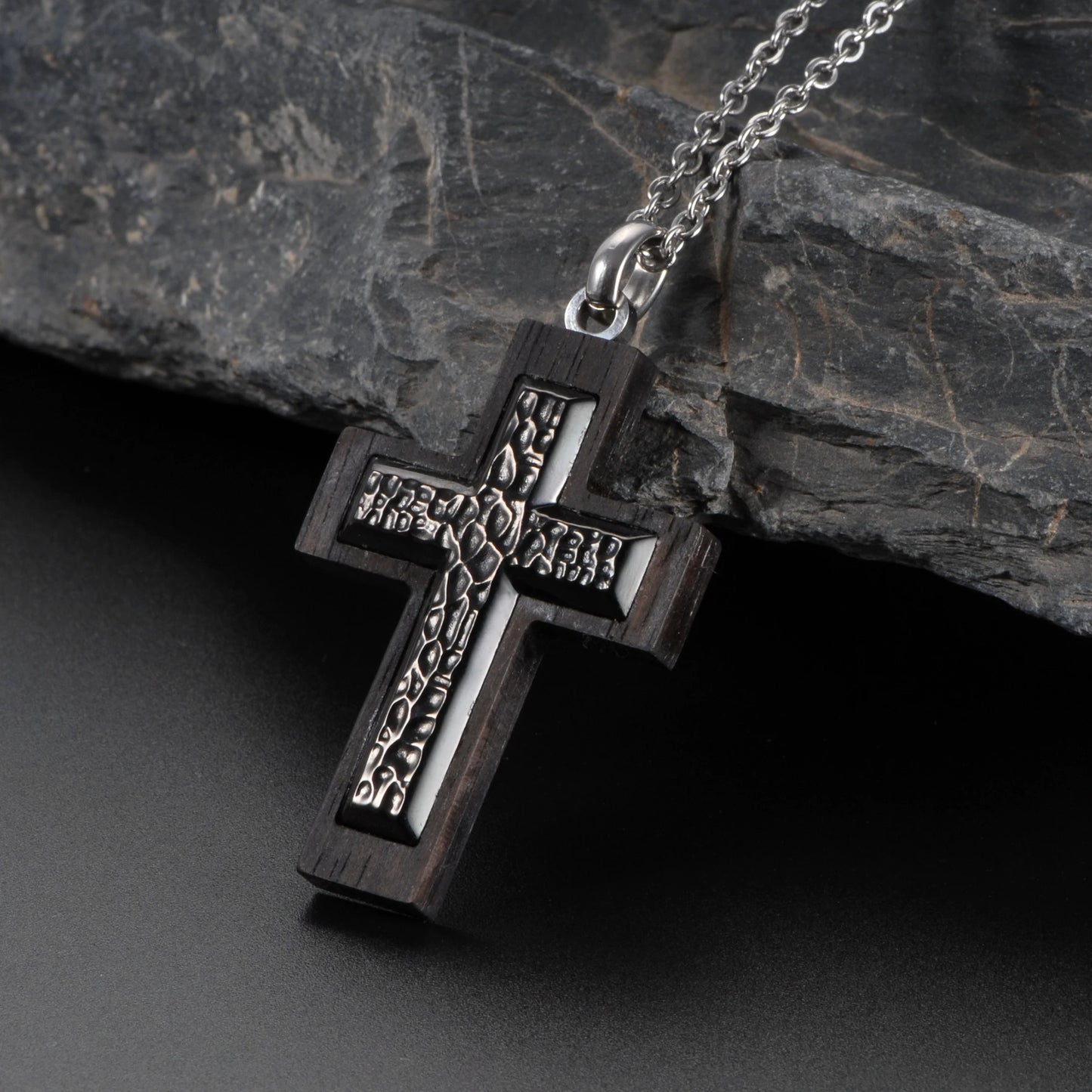 Stylish Ebony Wood Cross Necklace - Durable & Versatile