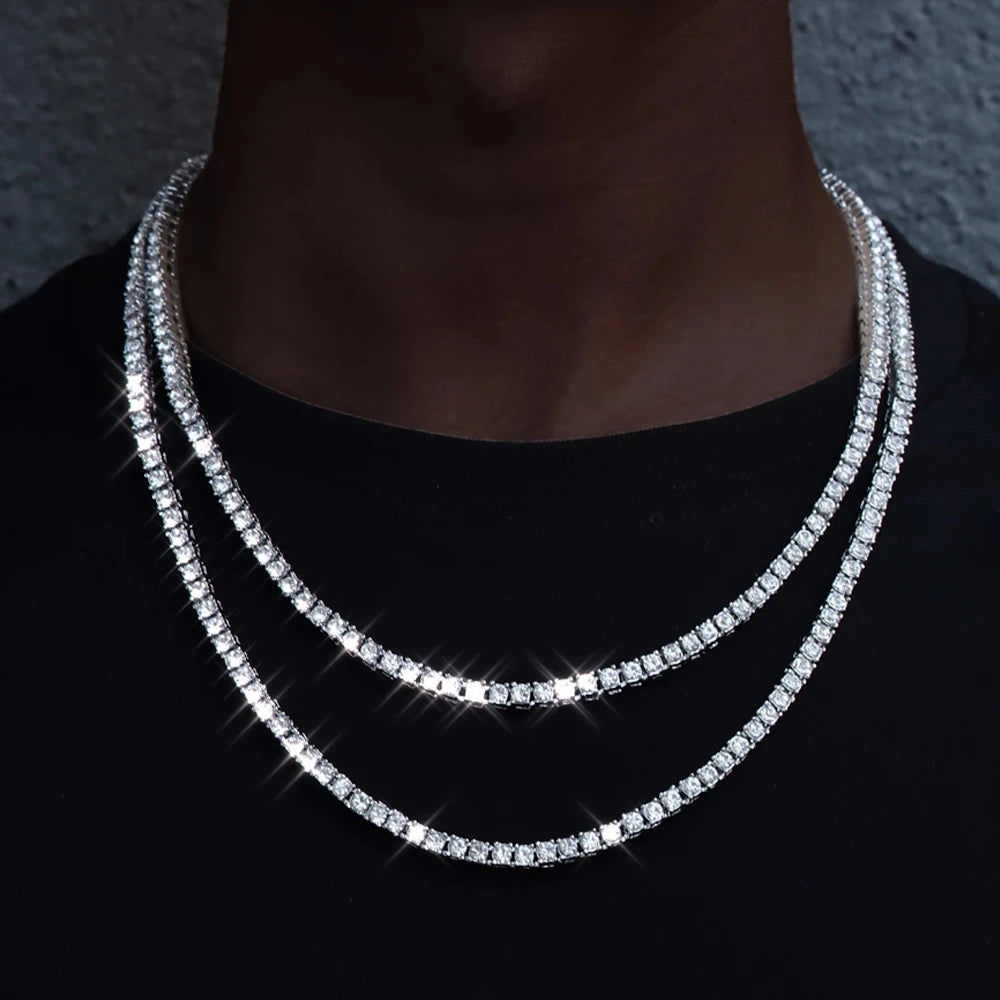 Classic 4MM Iced Out Tennis Chain - Hip-Hop Necklace (Convertible  to Bracelet)