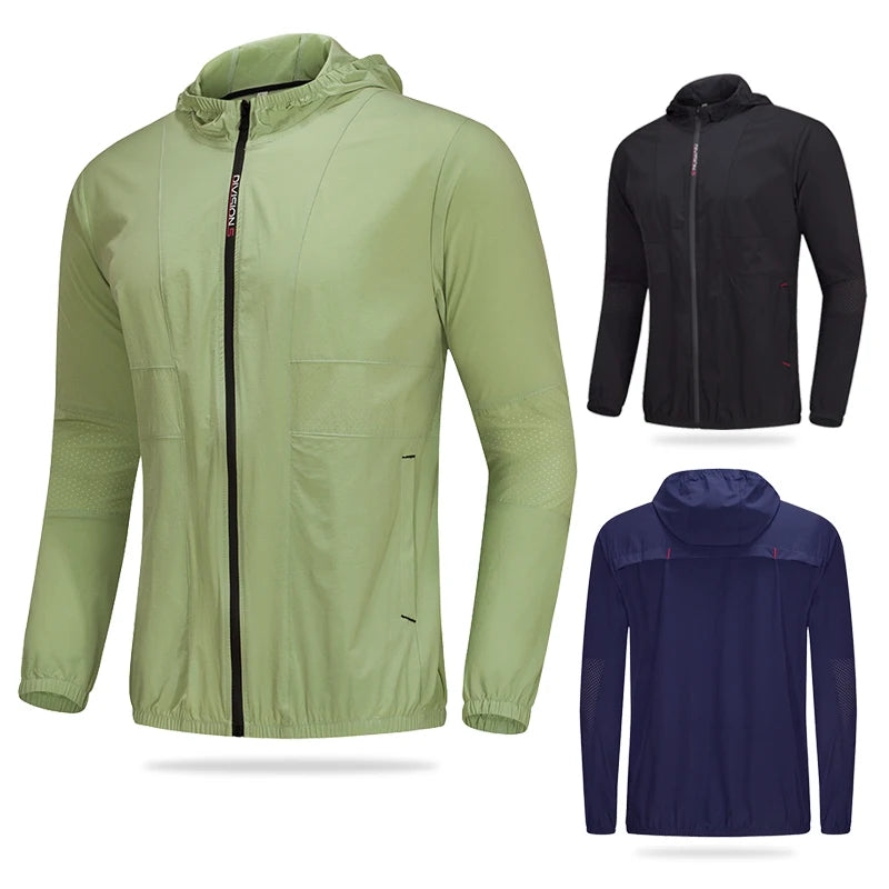 Men's Gym Running Jacket - Slim Fit Hoodie with Zipper