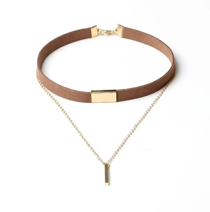 XIYANIKE New Black Velvet Choker Necklace Gold Chain