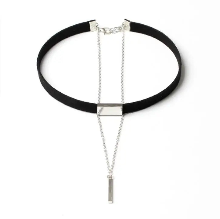 XIYANIKE New Black Velvet Choker Necklace Gold Chain