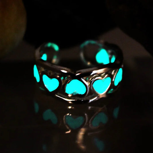 Glow-in-the-Dark Love Ring Heart Fashion Jewelry Gift for Boys Girls