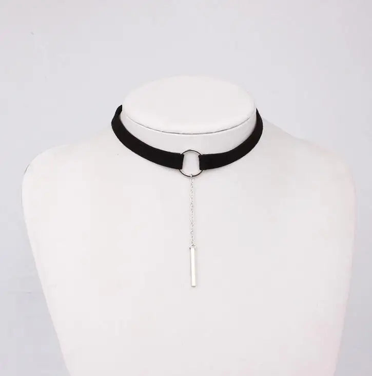 XIYANIKE New Black Velvet Choker Necklace Gold Chain