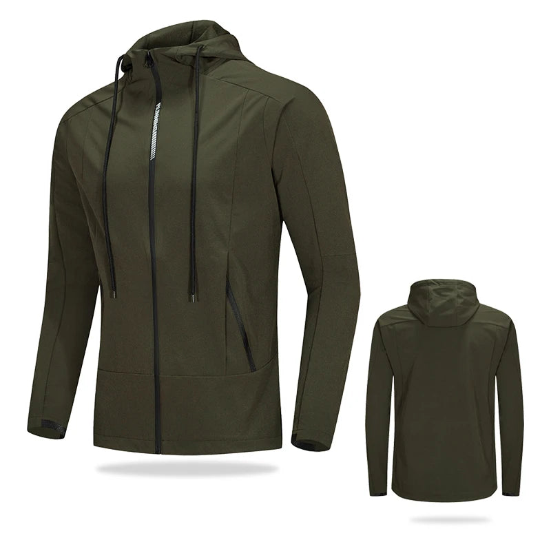 Men's Gym Running Jacket - Slim Fit Hoodie with Zipper