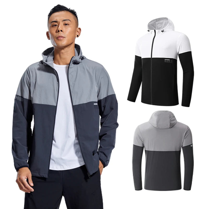 Men's Gym Running Jacket - Slim Fit Hoodie with Zipper