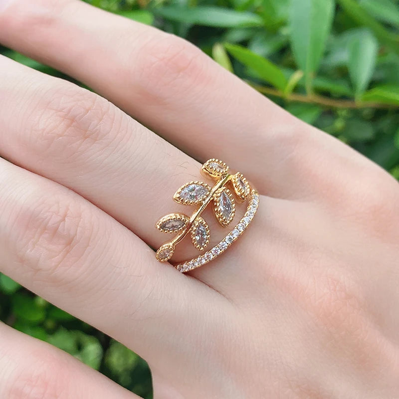 Kinel Rose Gold Zircon Ring - Turkish style Gold Jewellery