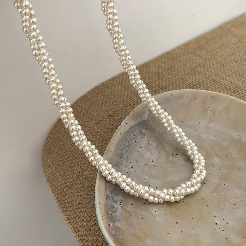 Elegant Double Choker Pearl Necklace - Light Luxury Clavicle Chain