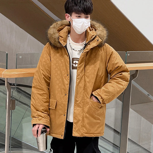 2024 Men's Luxury Harajuku Puffer Parka, Fur Hooded Winter Jacket