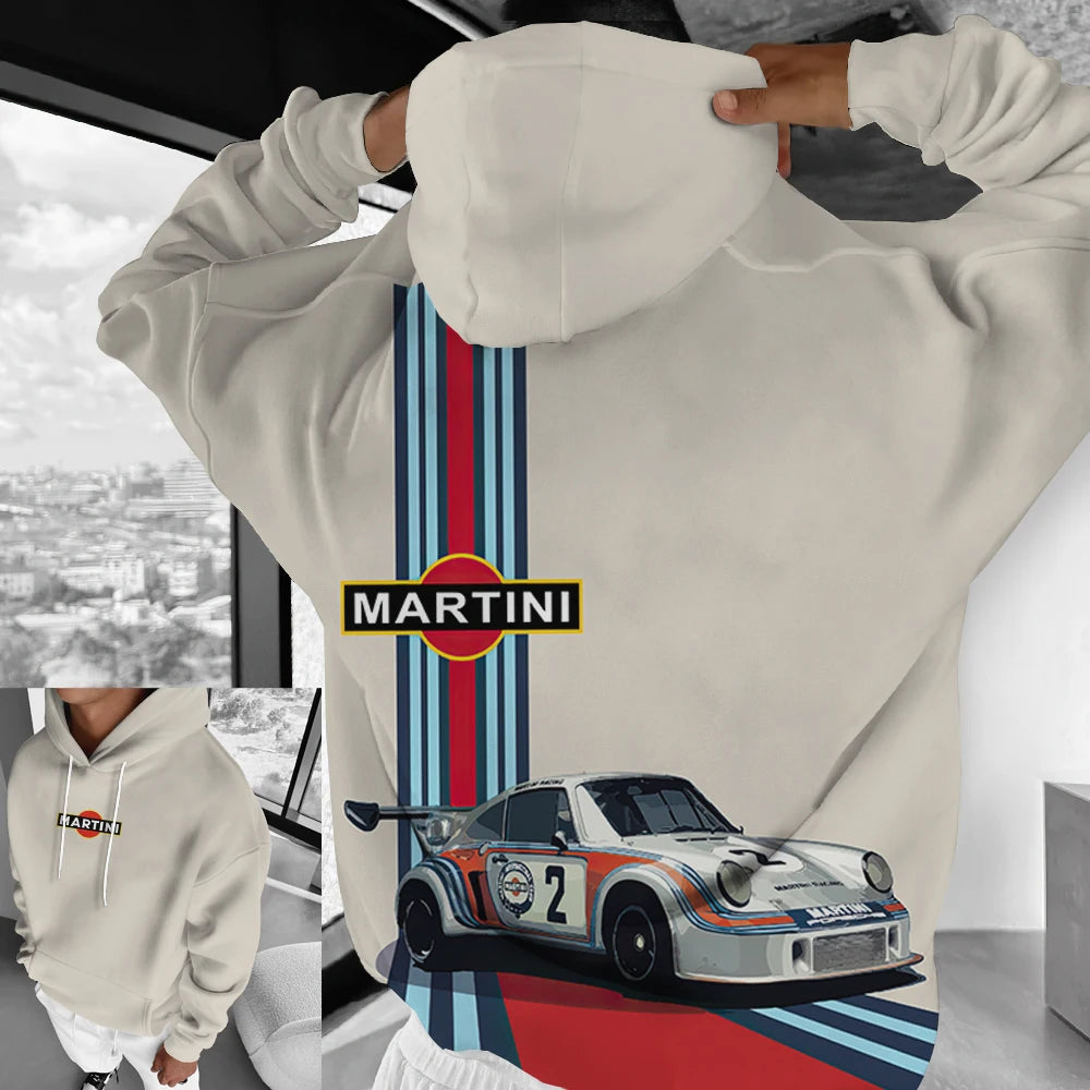 Oversized Racing Print Hoodies for Men