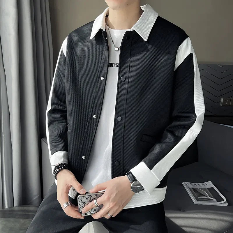 Autumn Color-blocking Casual Jacket Men’s Fashion Lapel Streetwear