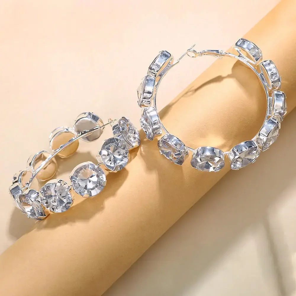 Stylish Rhinestone Hoop Earrings - Elegant Wedding Jewellery  for Women