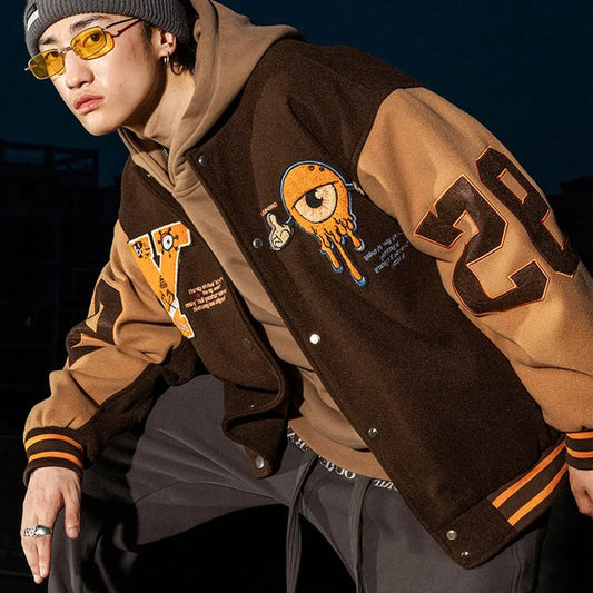 Men's Thin Oversized Varsity Jackets with Letter Embroidery for Spring/Autumn