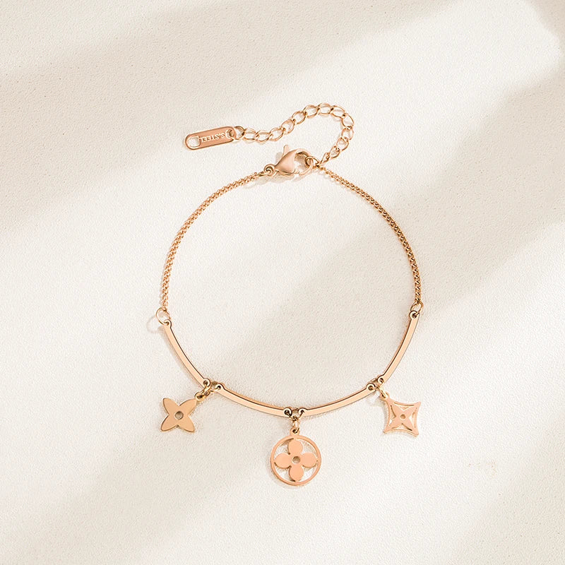 Korean Fashion Bracelet | Rose Gold Titanium Steel Minimalist Jewelry