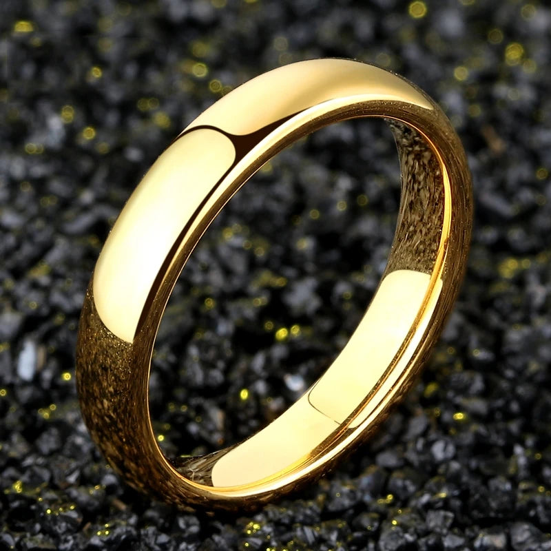 Stainless Steel Smooth Cambered Ring 6mm Wide Geometric Gold Ring