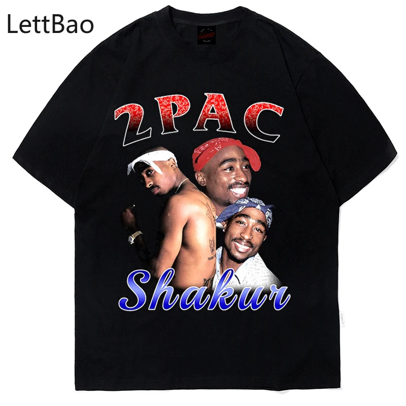 Men's Tupac Print T-Shirt - Streetwear Hip Hop Fashion