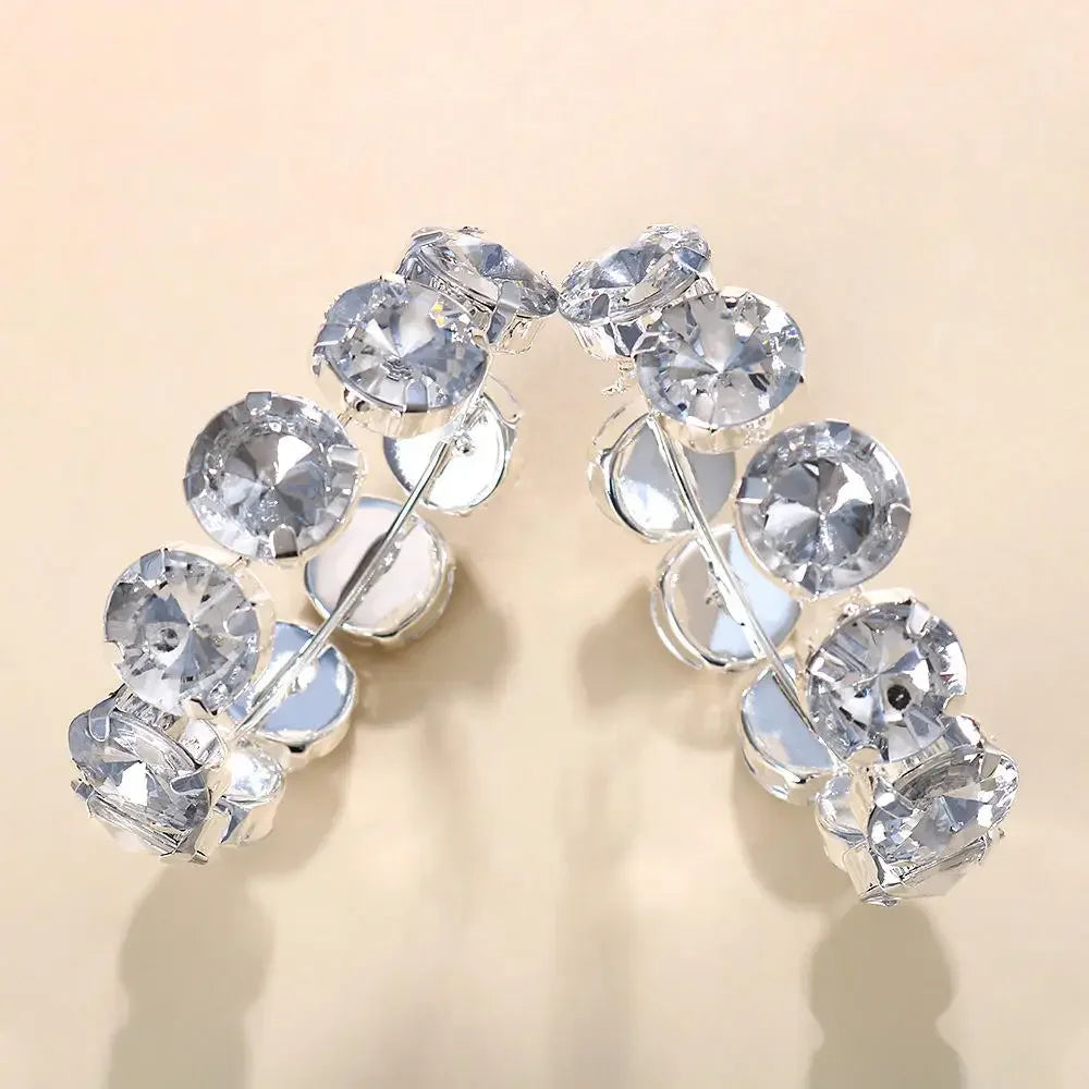 Stylish Rhinestone Hoop Earrings - Elegant Wedding Jewellery  for Women