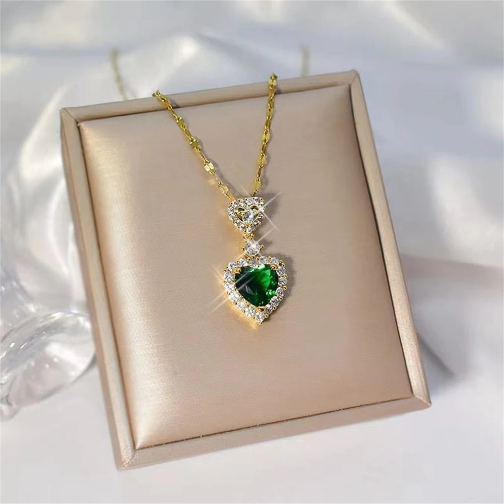 Elegant Green Crystal Necklace & Earrings Set – Perfect Wedding Gift