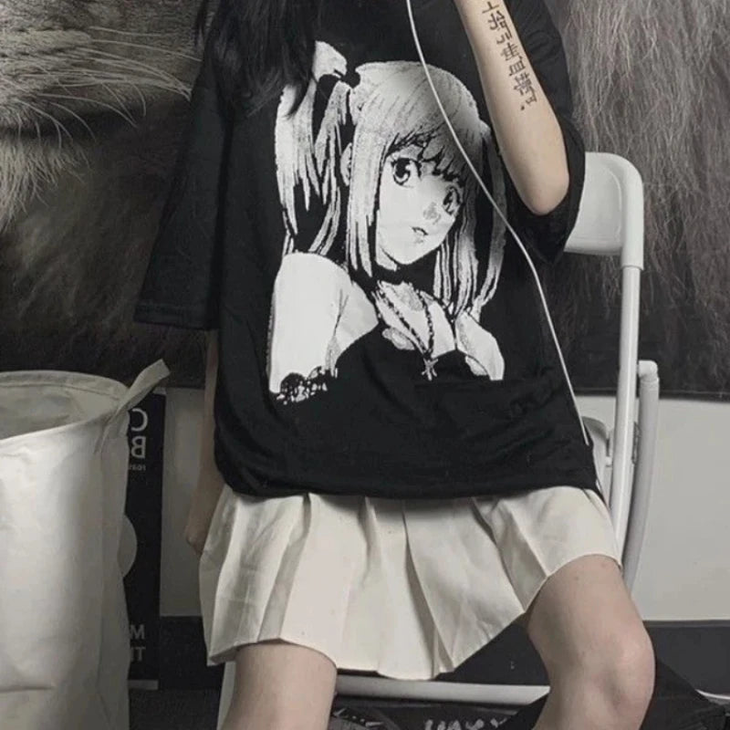 Japan Style Grunge E-Girl Anime Print Goth T-Shirt Punk