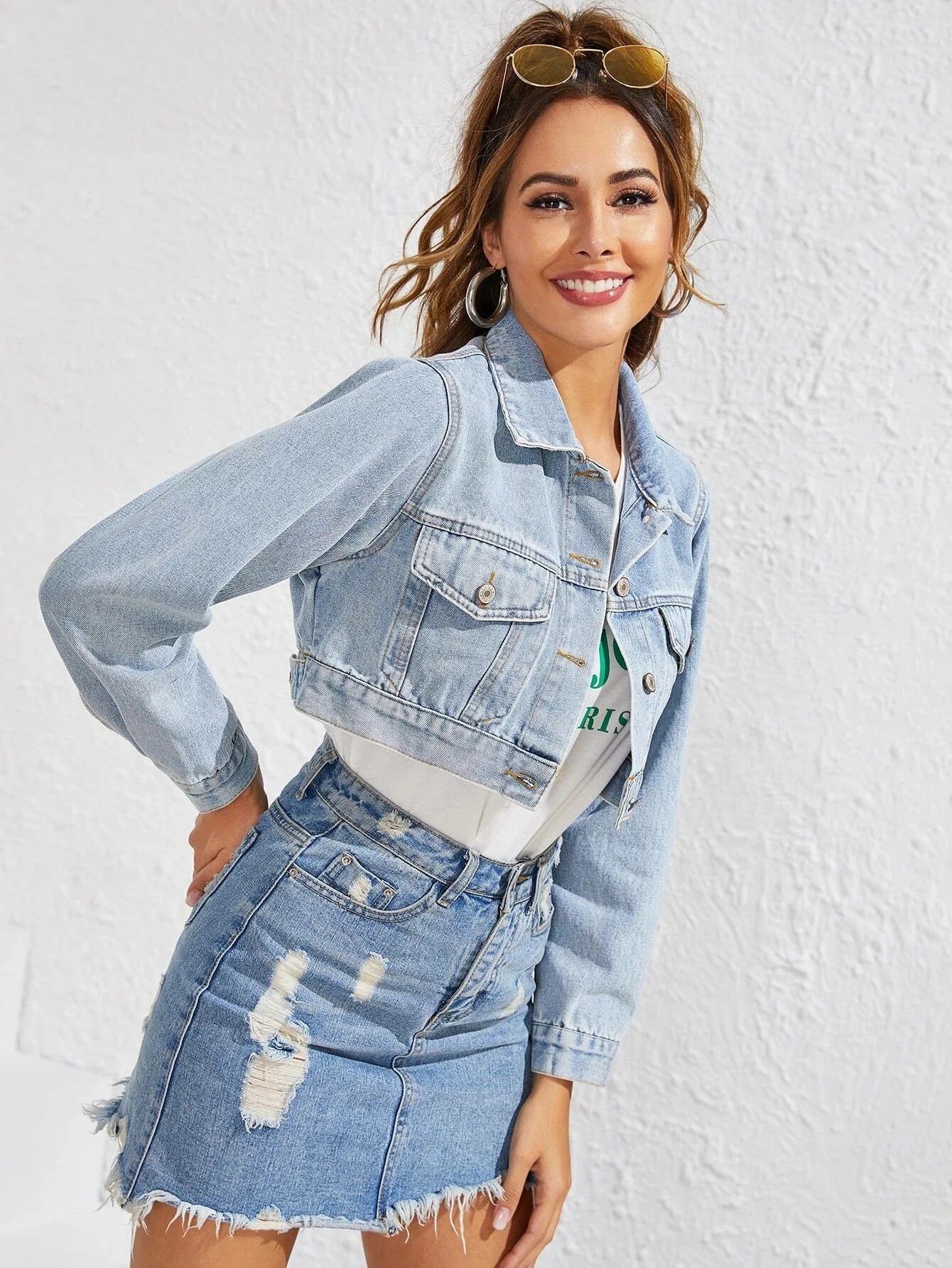 Women's Crop top denim jacket - fashionable, high-quality denim Jacket