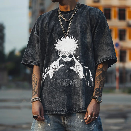 Anime Y2K Jujutsu Kaisen Tees for Men: Gojo Satoru Vintage T-shirt