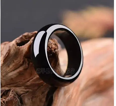 Natural Agate Black Jade Rings Gemstone Bands Luxury Jewelry Men Women