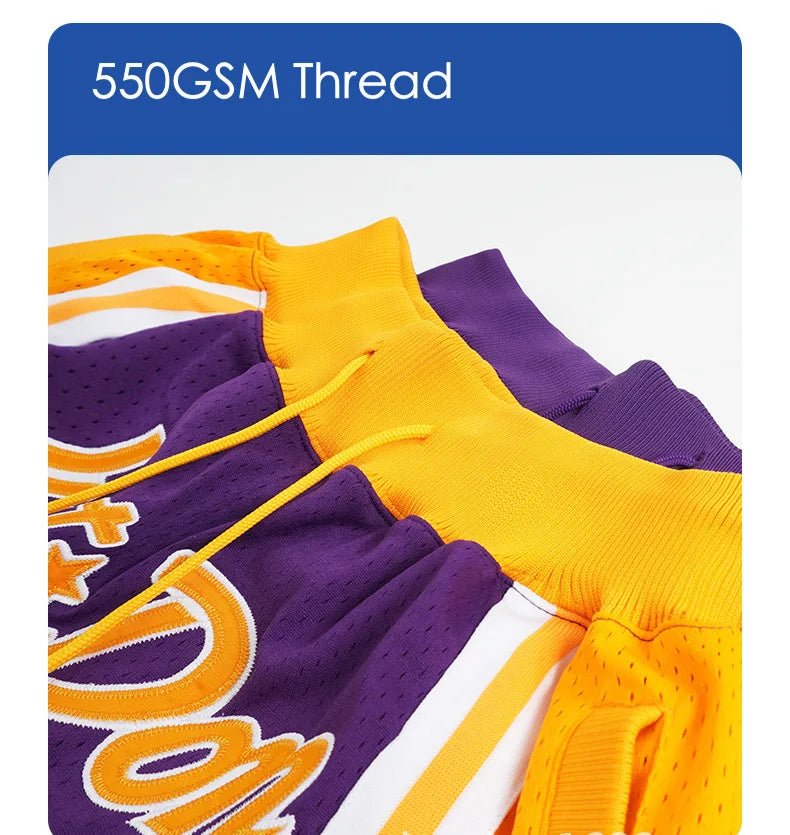 Premium Quality 'LAKERS' Basketball Shorts with Embroidered Logo