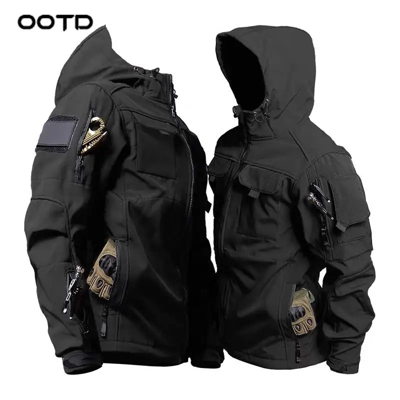 Windproof Shark Skin Tactical Jacket with Multi-Pockets for Men - Autumn Outdoor Uniforms