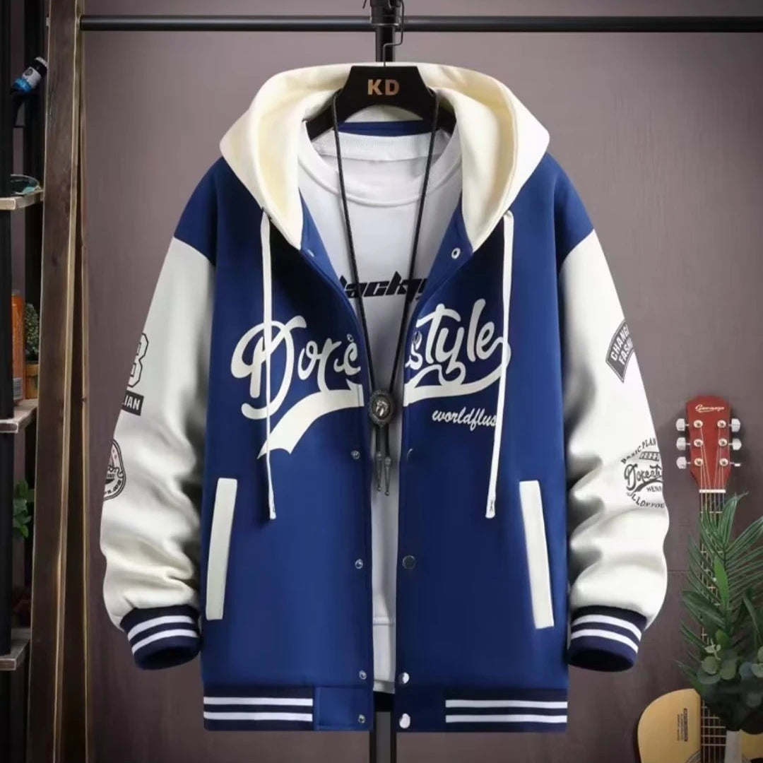 Men's Stylish Hooded Baseball Jacket: Streetwear Casual Jacket