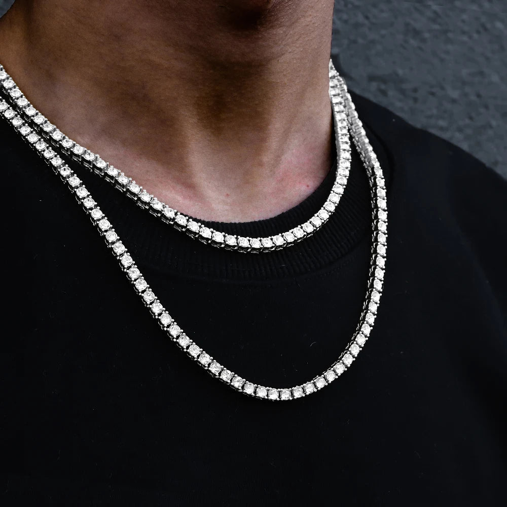 Classic 4MM Iced Out Tennis Chain - Hip-Hop Necklace (Convertible  to Bracelet)