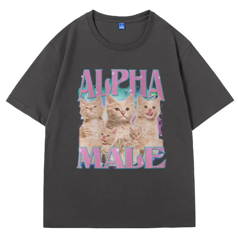 Alpha Male Funny Meme Tees for Men - Graphic Summer T-Shirt