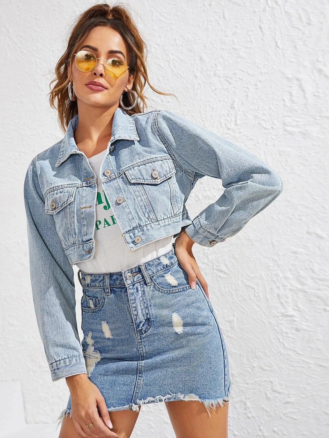 Women's Crop top denim jacket - fashionable, high-quality denim Jacket
