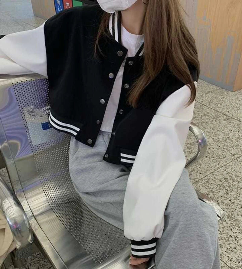 Sweet Women’s Baseball Jacket: Autumn/Winter Crop Top Jacket