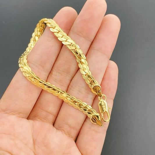 Men's 8-Inch 5mm Sideways Chain Bracelet Fashion Wedding Jewelry Gift